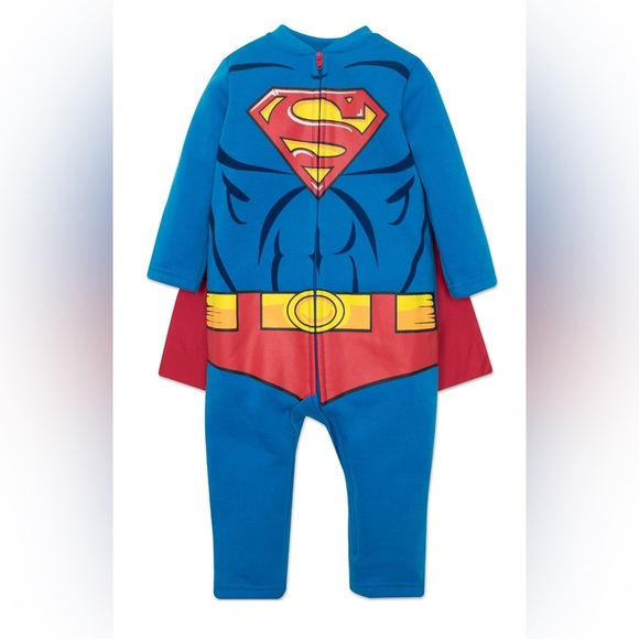 Superman 12M one piece costume/ PJs with removable attachable cape - Picture 8 of 9